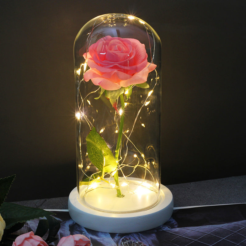 Glass Shade Rose Lamp