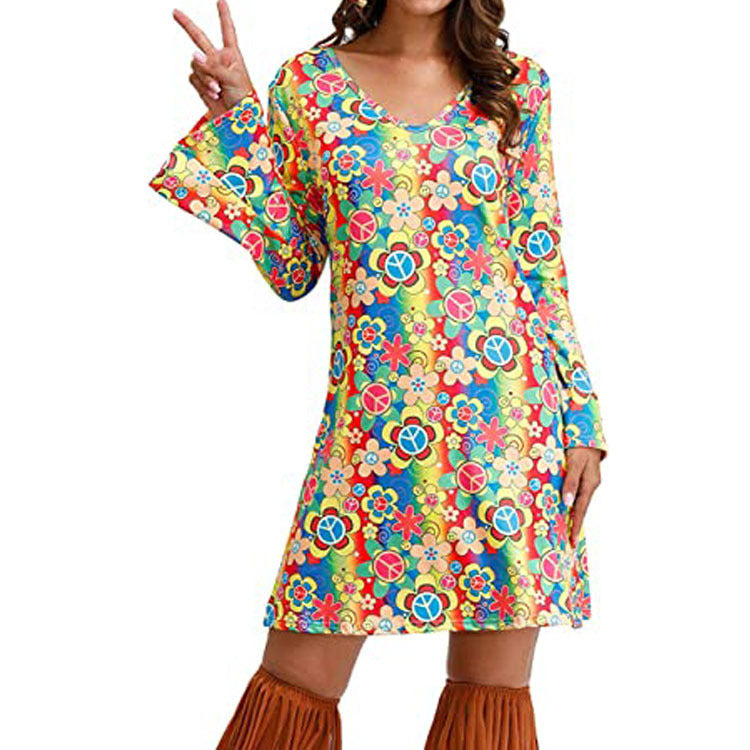 Hippie Clothing Print Dress Women