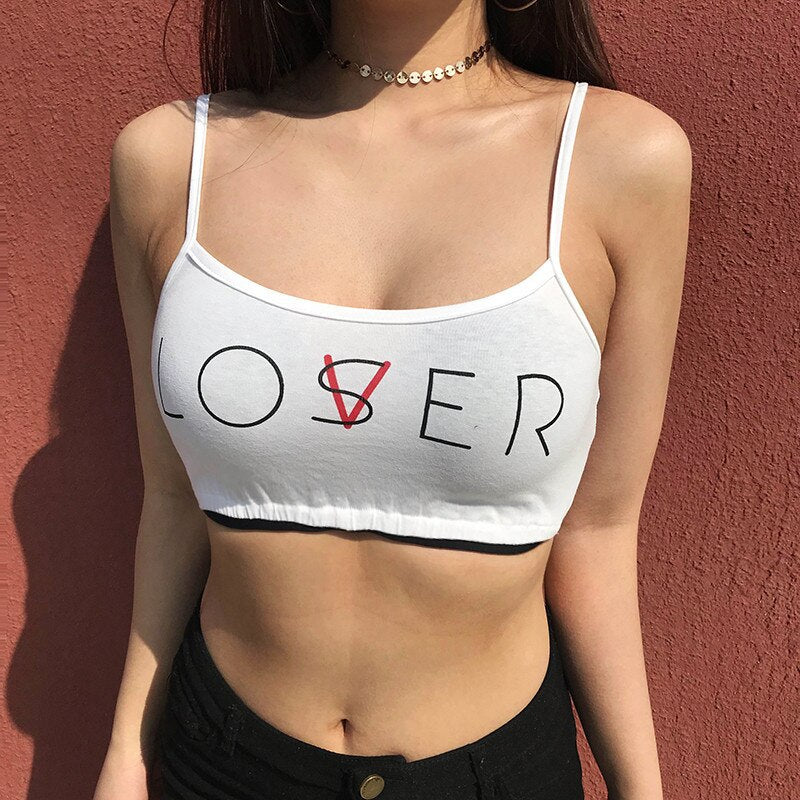 Solid Letter Print Sexy Tank Tops