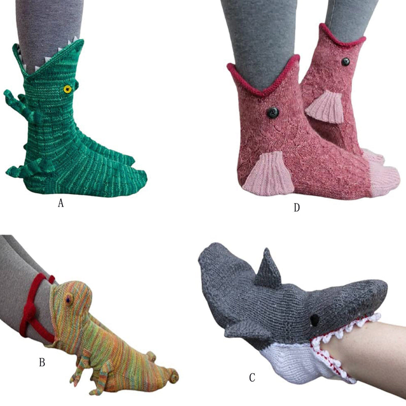 Shark Chameleon Crocodile Knitted Socks