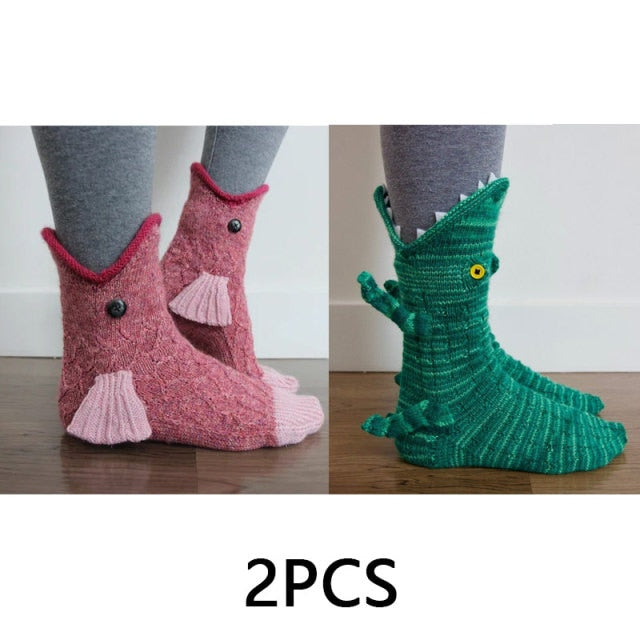 Shark Chameleon Crocodile Knitted Socks