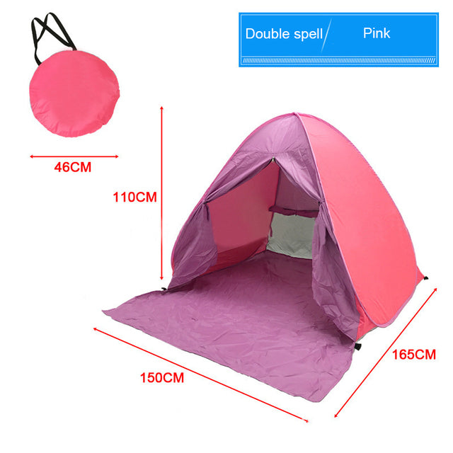 Automatic Beach Tent Large Size Fit 3-5 People With Curtain Lightweight Anti UV Waterproof Outdoor Camping Cabana Sun Shelter