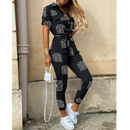 High Waist Printed Long Jumpsuit