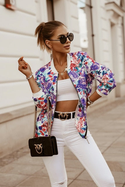 Flower Print Long Sleeve Jacket