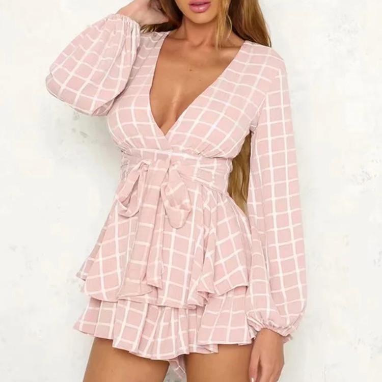 Plaid Short Sleeve Romper