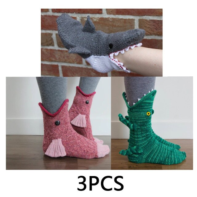 Shark Chameleon Crocodile Knitted Socks