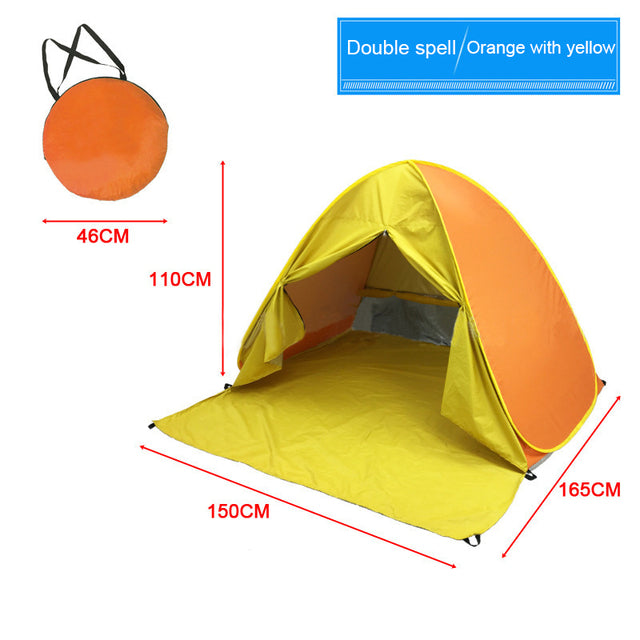 Automatic Beach Tent Large Size Fit 3-5 People With Curtain Lightweight Anti UV Waterproof Outdoor Camping Cabana Sun Shelter