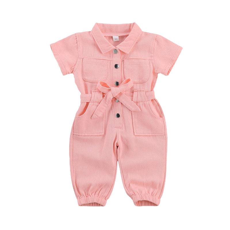 One-Piece Toddler Standing Collar Jumpsuit