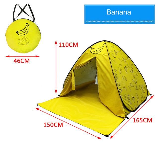 Automatic Beach Tent Large Size Fit 3-5 People With Curtain Lightweight Anti UV Waterproof Outdoor Camping Cabana Sun Shelter