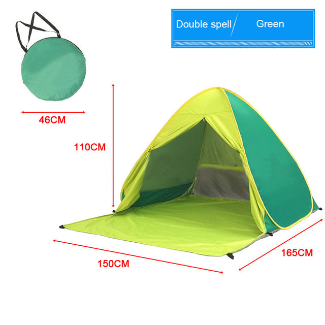 Automatic Beach Tent Large Size Fit 3-5 People With Curtain Lightweight Anti UV Waterproof Outdoor Camping Cabana Sun Shelter