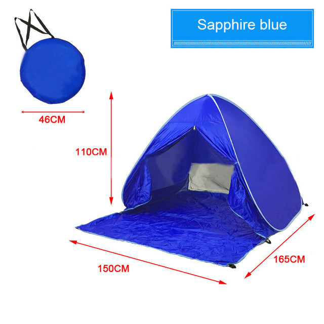 Automatic Beach Tent Large Size Fit 3-5 People With Curtain Lightweight Anti UV Waterproof Outdoor Camping Cabana Sun Shelter