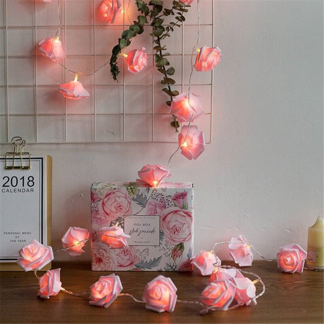 LED Rose Flower String Lights