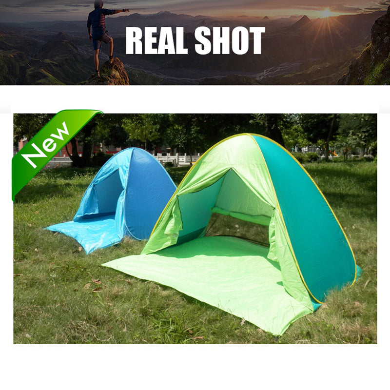 Automatic Beach Tent Large Size Fit 3-5 People With Curtain Lightweight Anti UV Waterproof Outdoor Camping Cabana Sun Shelter