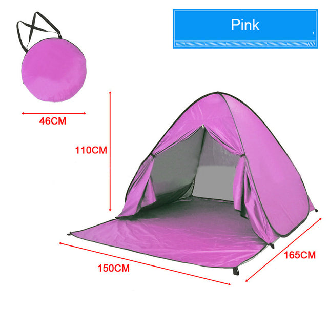 Automatic Beach Tent Large Size Fit 3-5 People With Curtain Lightweight Anti UV Waterproof Outdoor Camping Cabana Sun Shelter