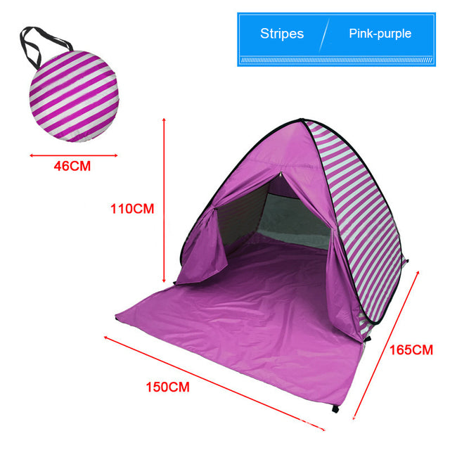 Automatic Beach Tent Large Size Fit 3-5 People With Curtain Lightweight Anti UV Waterproof Outdoor Camping Cabana Sun Shelter