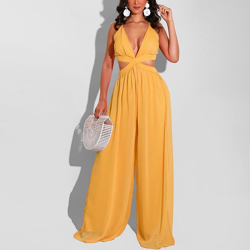 Sleeveless V Neck Chic Jumpsuit