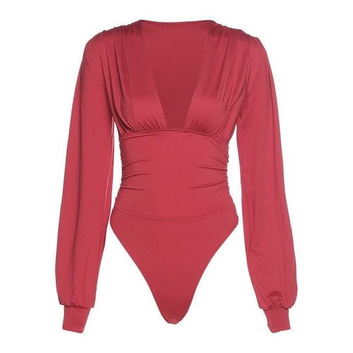 Women Long Sleeve V-neck Bodysuit