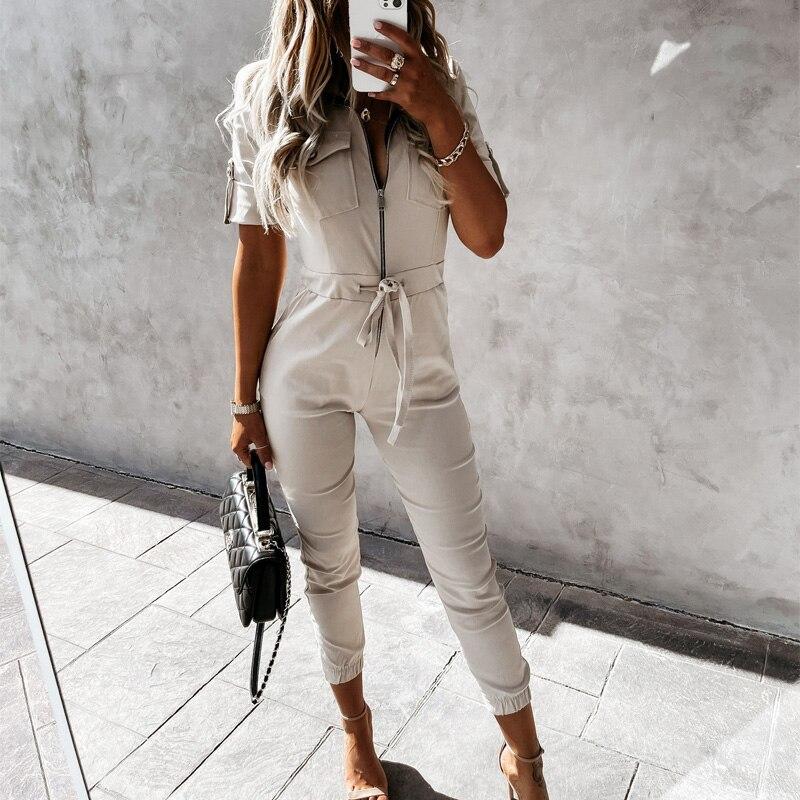 Ladies Sexy Zipper Jumpsuit Romper