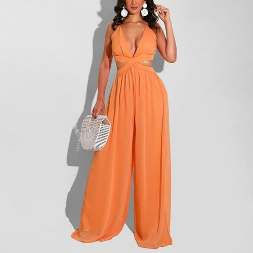 Sleeveless V Neck Chic Jumpsuit