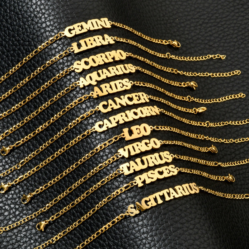 Gold Plated Zodiac Charm Anklet Bracelet