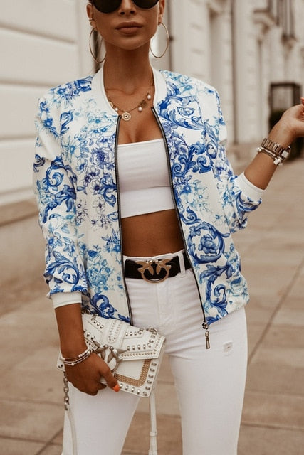 Flower Print Long Sleeve Jacket