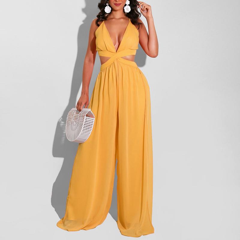 Cut Out Backless Jumpsuit Romper