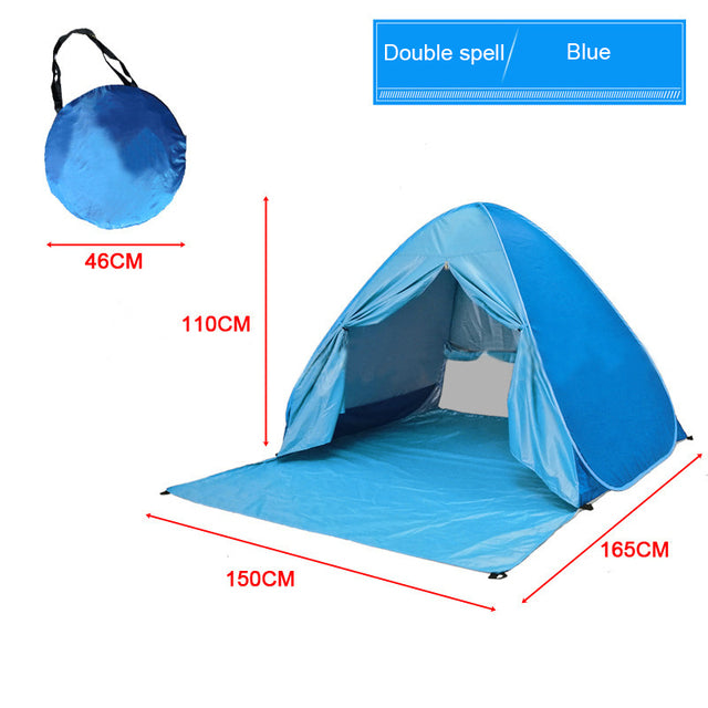 Automatic Beach Tent Large Size Fit 3-5 People With Curtain Lightweight Anti UV Waterproof Outdoor Camping Cabana Sun Shelter