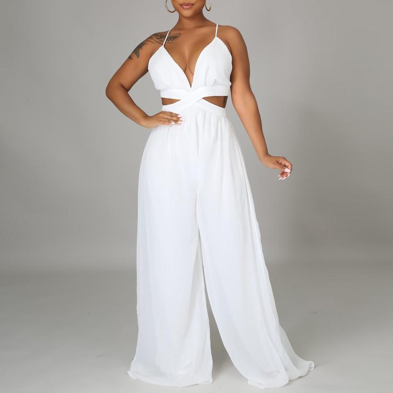 Cut Out Backless Jumpsuit Romper