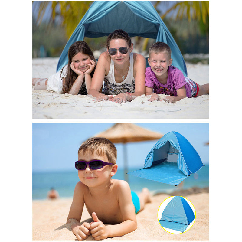 Automatic Beach Tent Large Size Fit 3-5 People With Curtain Lightweight Anti UV Waterproof Outdoor Camping Cabana Sun Shelter